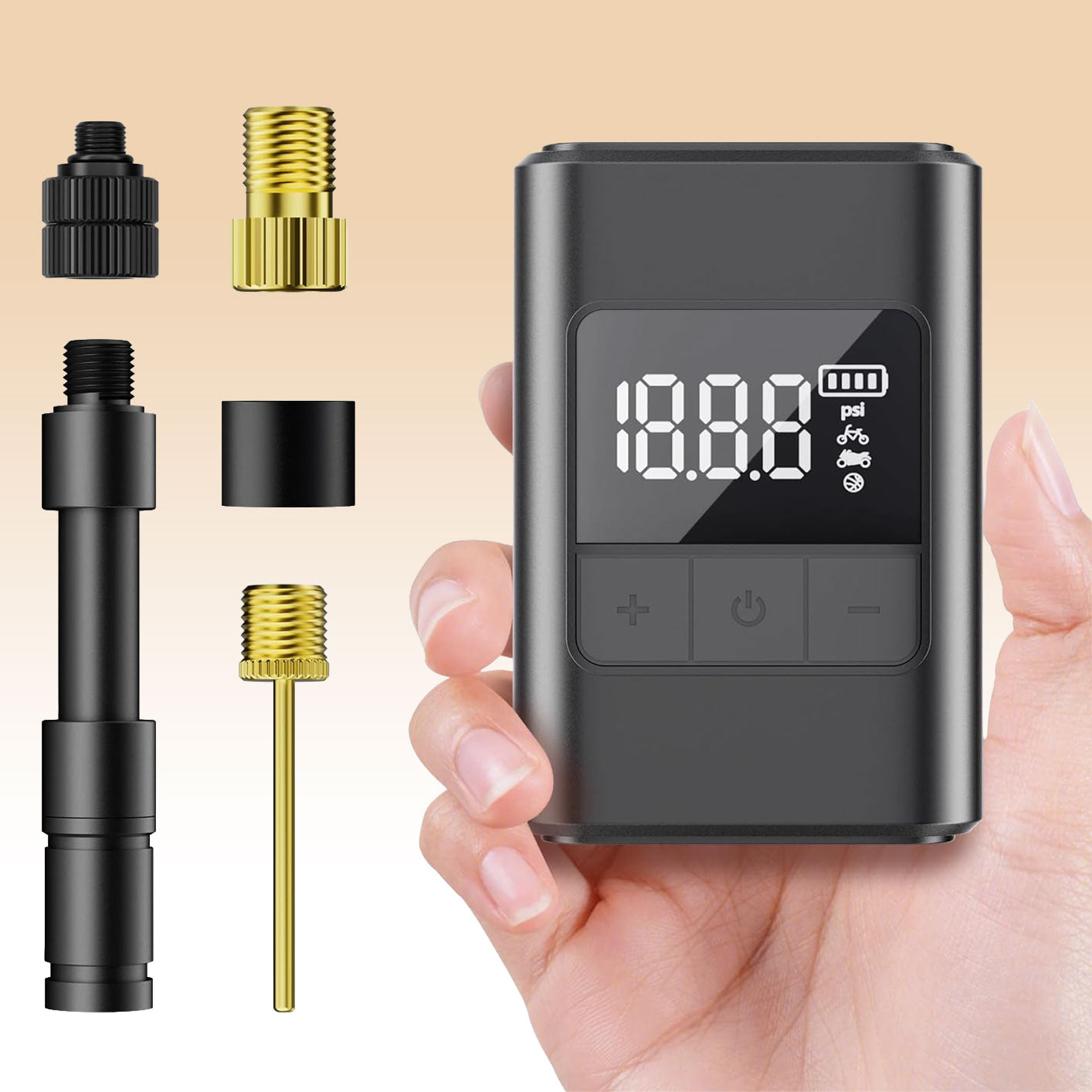160PSI Electric Mini Bike Tire Pump Portable, Fast Bicycle Pump with Digital Display Pressure Gauge